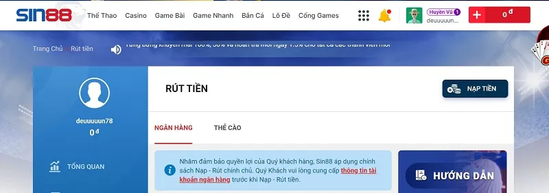 sin88 rút tiền